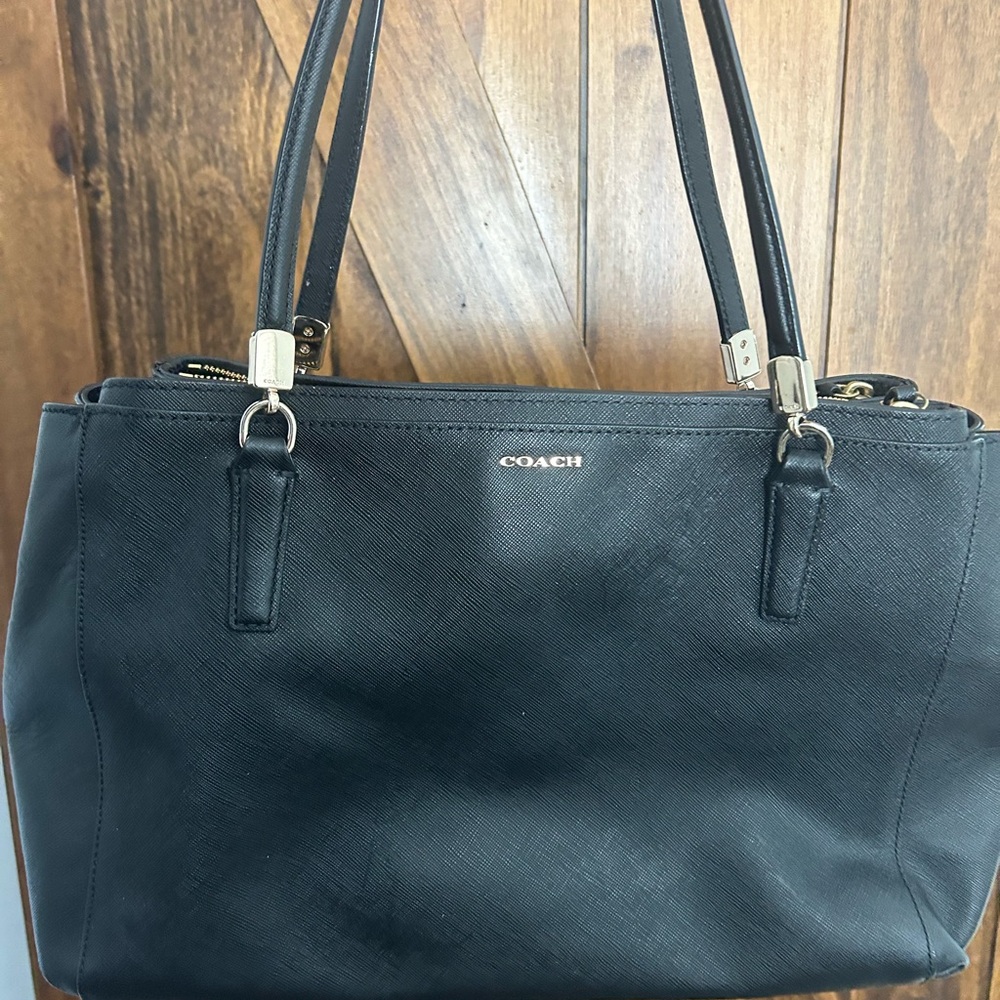 Coach Black Leather Tote Bag